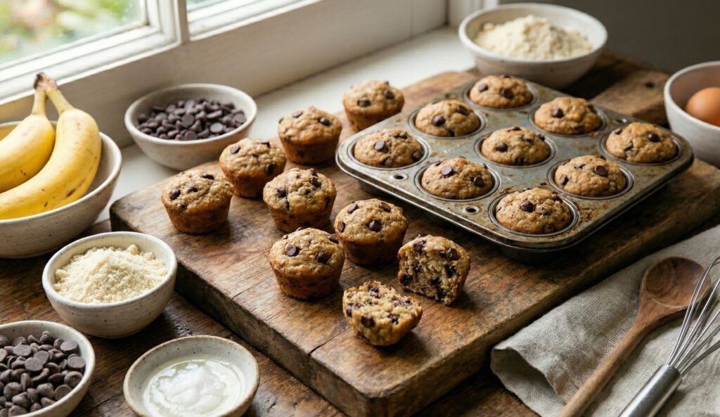 Muffins aux bananes et pépites de chocolat