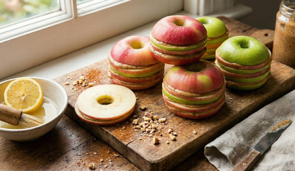 Sandwich de pommes au beurre d'amande